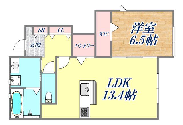 REVEUR甲東1(1LDK/1階)の間取り写真