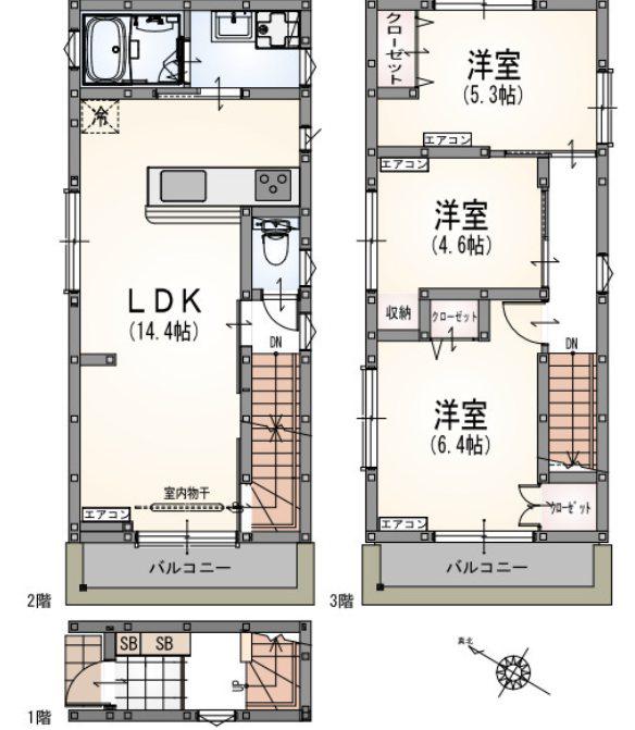 アルマコート中野(3LDK/2階)の間取り写真