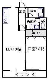 正気屋ハイツF棟(1LDK/1階)の間取り写真
