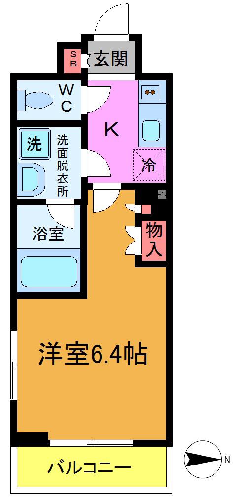 グランカーサ浦安(1K/5階)の間取り写真