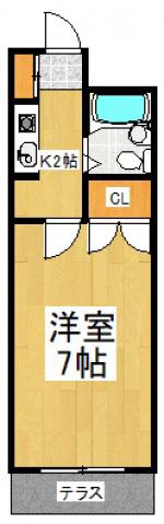 ビューパレス清瀬II(1K/1階)の間取り写真