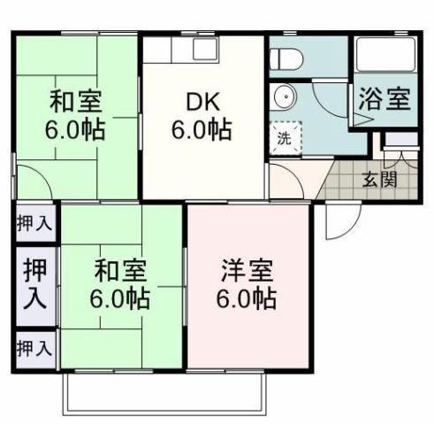 クレールふよう(3DK/2階)の間取り写真