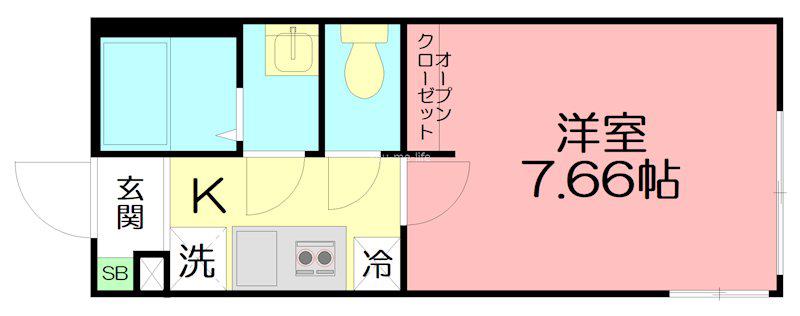 カインドネス辻堂サウス(1K/2階)の間取り写真