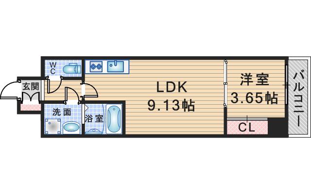 クローバー・メゾン服部(1LDK/5階)の間取り写真
