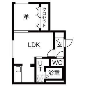 エアフォルク八軒(1LDK/1階)の間取り写真
