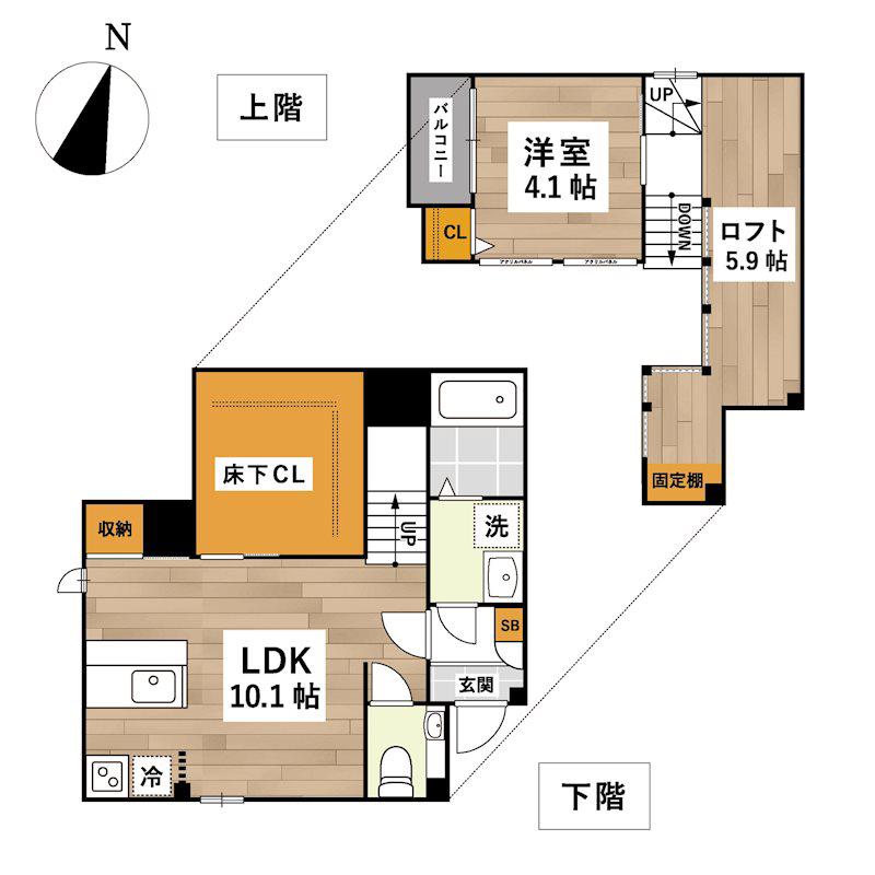 ADC野芥ザ・ガーデン(1LDK/1階)の間取り写真