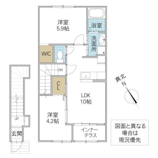 LAKE HILLB棟(2LDK/2階)の間取り写真