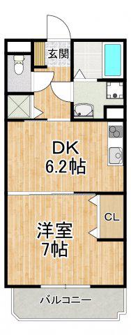ブリーズ泉ヶ丘(1DK/1階)の間取り写真