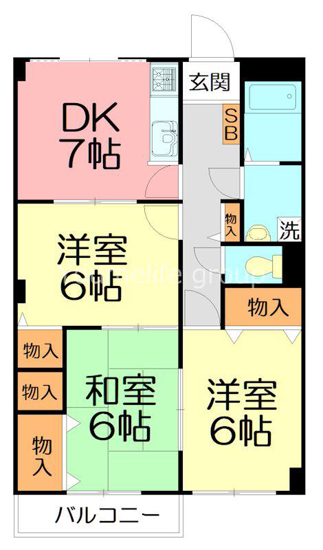 ヤマタケハウス(3DK/2階)の間取り写真
