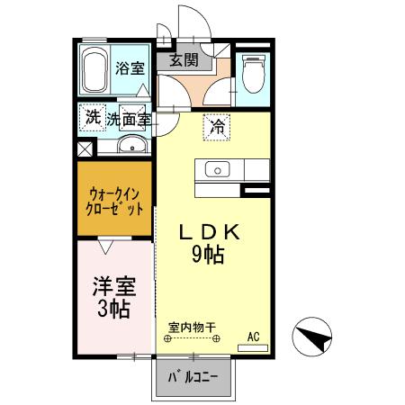 ラヴリィ・パートナー A/B(1LDK/1階)の間取り写真