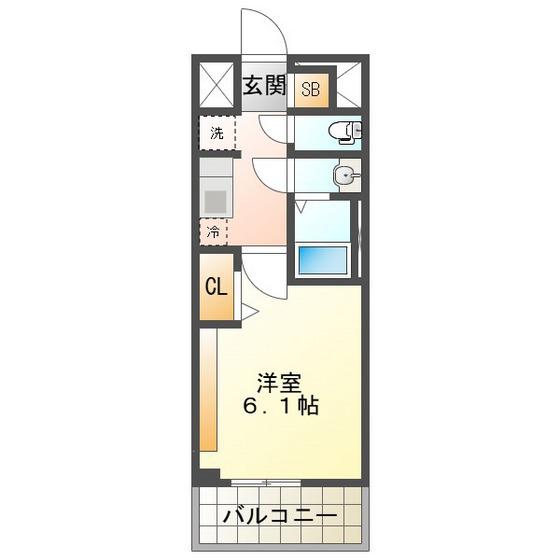 プレリス四日市ティエルナ(1K/6階)の間取り写真