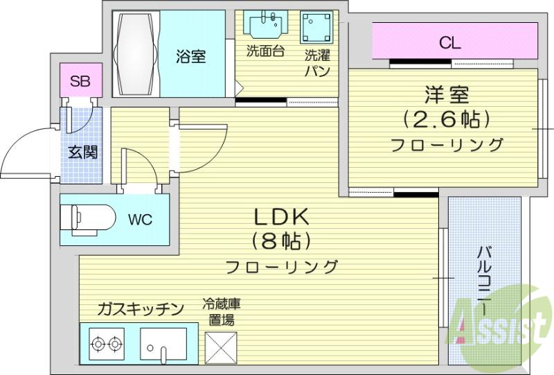 R-SMARTリヤン(1LDK/1階)の間取り写真