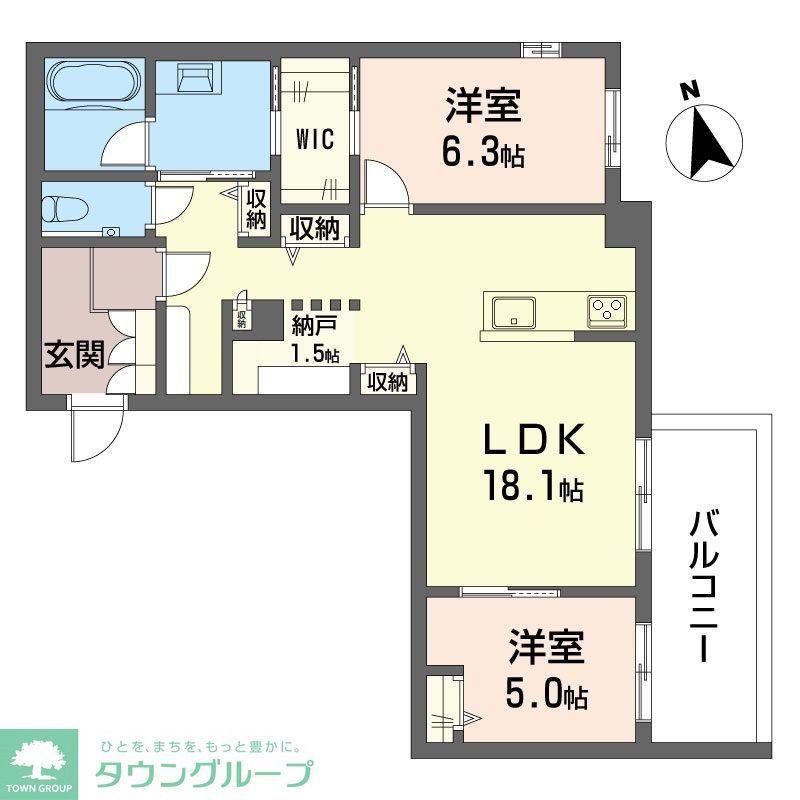 ウィズプラス大船(2LDK/2階)の間取り写真