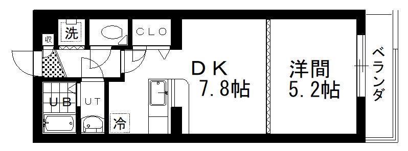 ノースコート暁(1DK/4階)の間取り写真