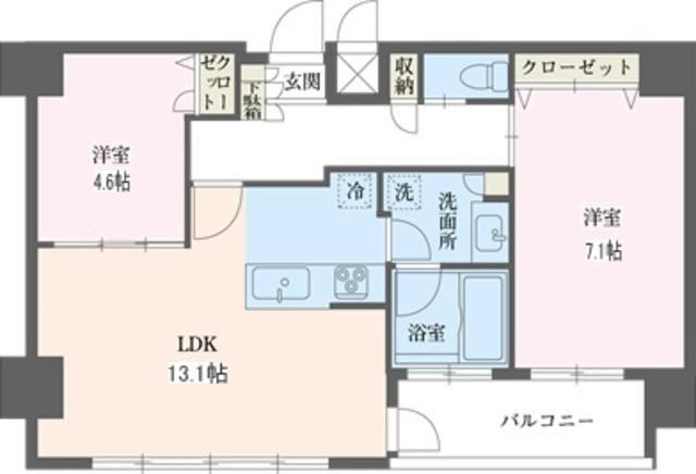 リーフコンフォート赤羽(2LDK/12階)の間取り写真