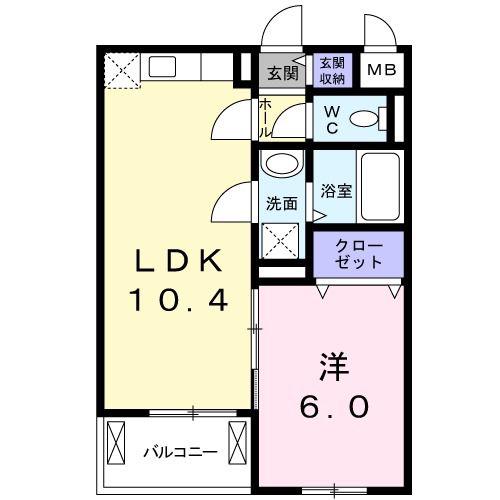 サザンクロス ウエスト(1LDK/2階)の間取り写真