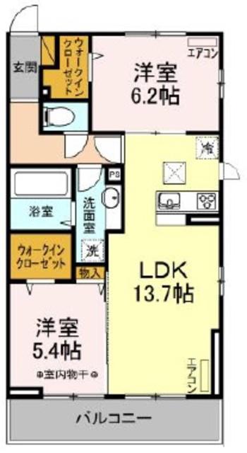 AZELEA(2LDK/1階)の間取り写真