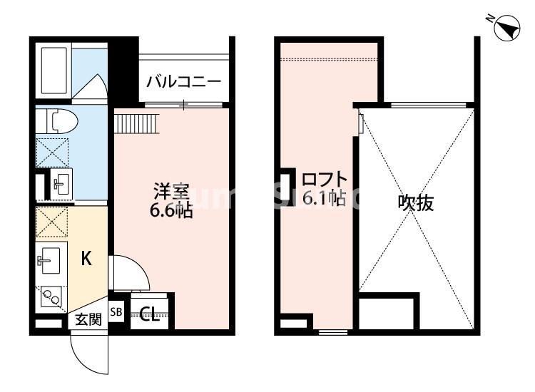 マルシエル神戸(1K/2階)の間取り写真
