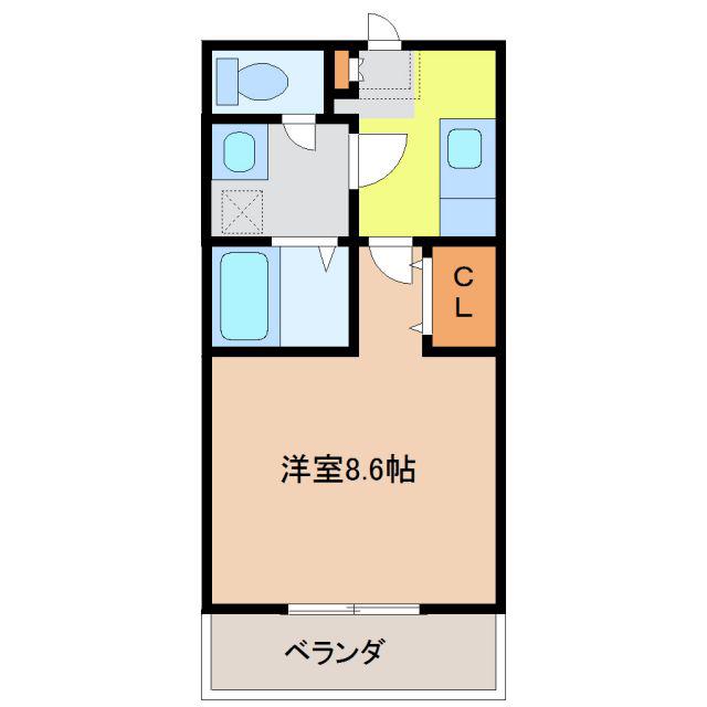 アクシス宝が丘(1K/1階)の間取り写真