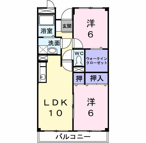 山根マーヴェラスマンション(2LDK/1階)の間取り写真