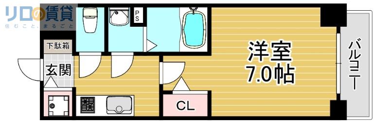 S-RESIDENCE上新庄BEAT(1K/4階)の間取り写真