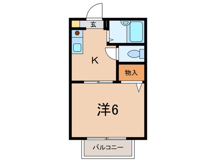 ヴィラージュ甲南山手(1K/2階)の間取り写真
