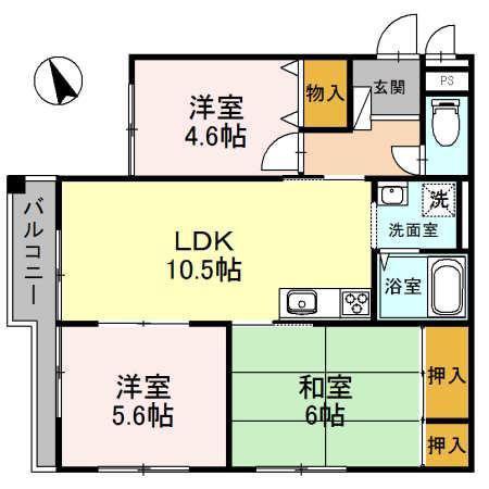 松本ハウス(3LDK/2階)の間取り写真