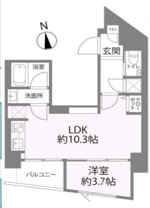 ベルフラット等々力(1LDK/3階)の間取り写真
