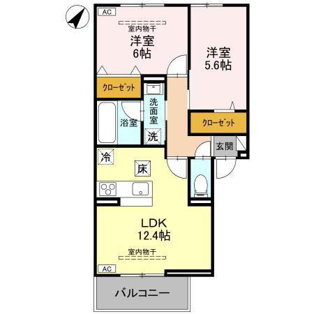 セジュールグリーンひなた(2LDK/1階)の間取り写真