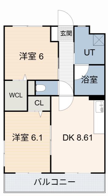 JR東海道本線 共和駅 徒歩19分 3階建 築23年(2LDK/1階)の間取り写真