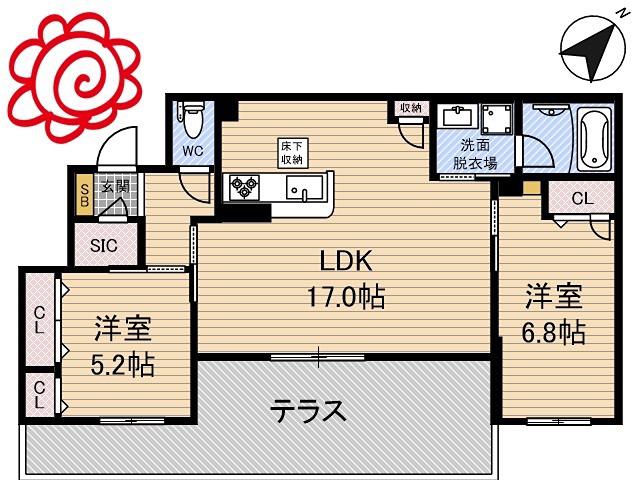 シャーメゾンエクロール(2LDK/3階)の間取り写真