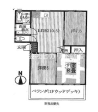 メゾン旭陽I(3LDK/1階)の間取り写真