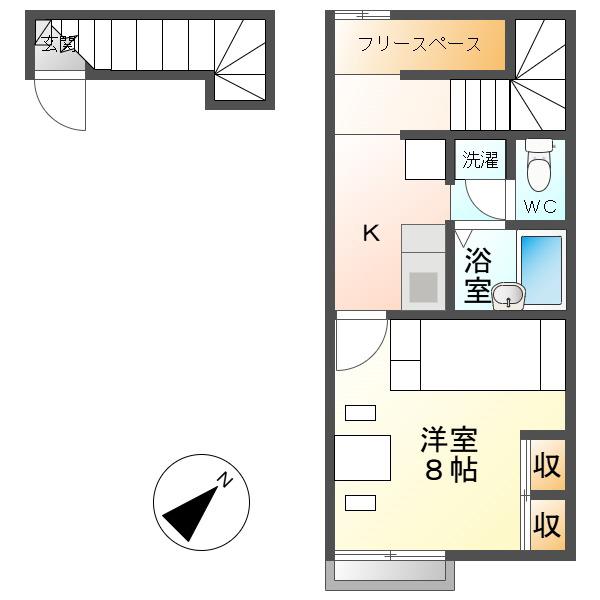 レオパレスウエスト TOWNI(1K/2階)の間取り写真