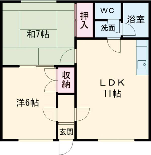 ドミール幸I(2LDK/2階)の間取り写真