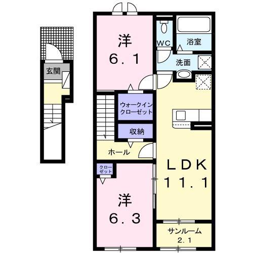 Iネット10B(2LDK/2階)の間取り写真