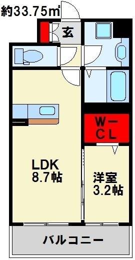 コンフォールパピヨン(1DK/3階)の間取り写真
