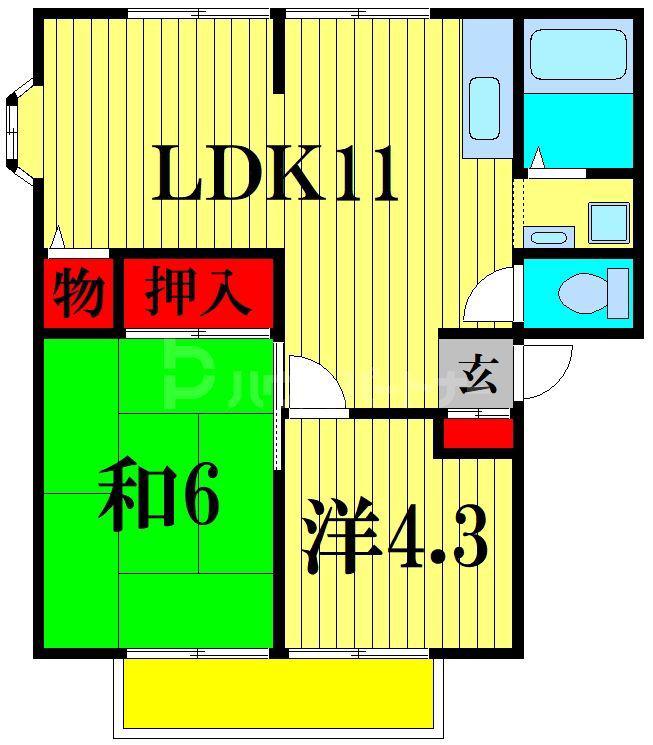 ハイツサンライフ(2LDK/1階)の間取り写真