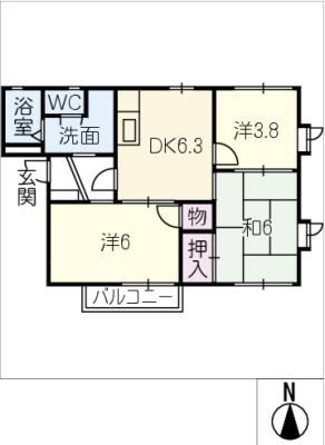 フレグランスこうえ(3DK/2階)の間取り写真