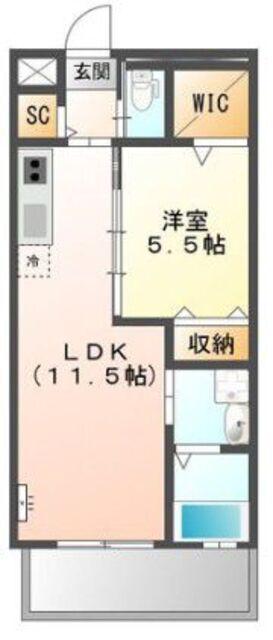 メルヴェール(1LDK/3階)の間取り写真