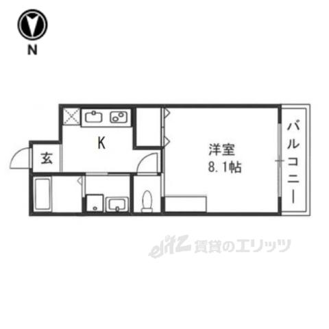 MESA VERDE 桂 B棟(1K/2階)の間取り写真