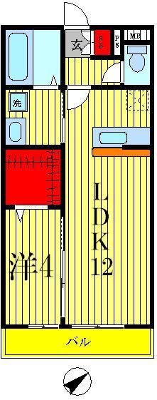 ヴェルドミール II(1LDK/2階)の間取り写真