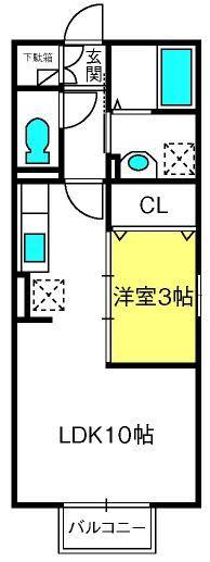 プランドールパピオンA(1LDK/1階)の間取り写真