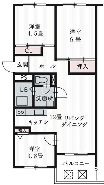 芦屋浜高層1号棟(3LDK/4階)の間取り写真