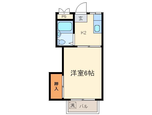 アーバン筥松(1K/1階)の間取り写真