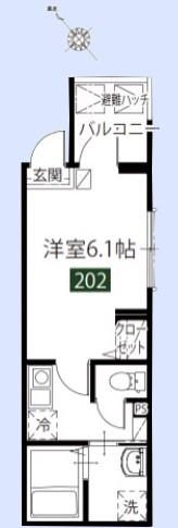 ルーモス川越(1K/2階)の間取り写真