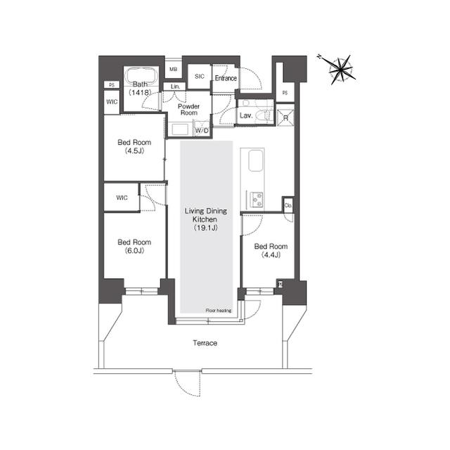 オアーゼ文京大塚(3LDK/1階)の間取り写真