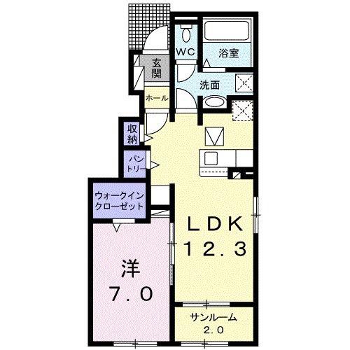 カタカムナ(1LDK/1階)の間取り写真
