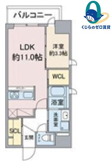 スリーアイランドタワー金山(1LDK/9階)の間取り写真