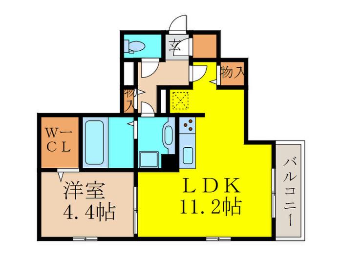 ディアコート住吉本町(1LDK/1階)の間取り写真