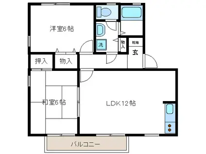 グランドュール(2LDK/2階)の間取り写真